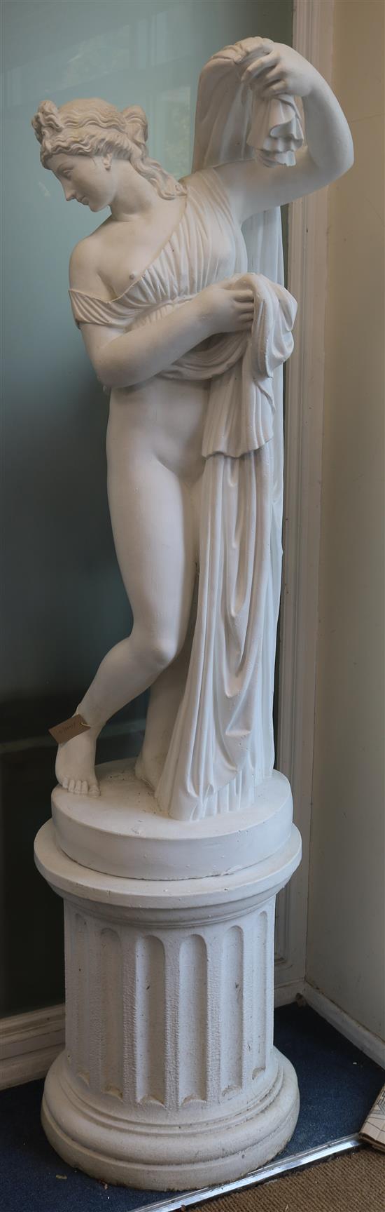 A plaster figure of a semi-nude maiden W.50cm